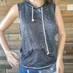 charlotte russe grey hooded muscle tank top